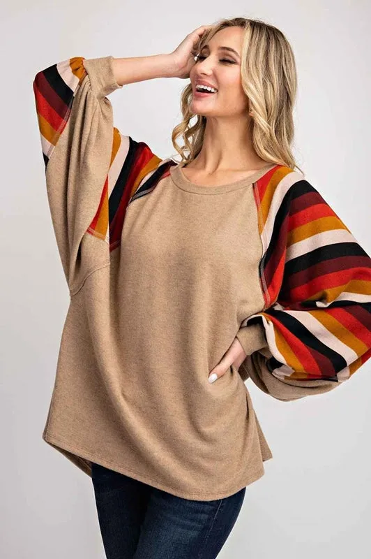 143 Catalina Dolman Oversized Balloon Sleeve Top - Camel