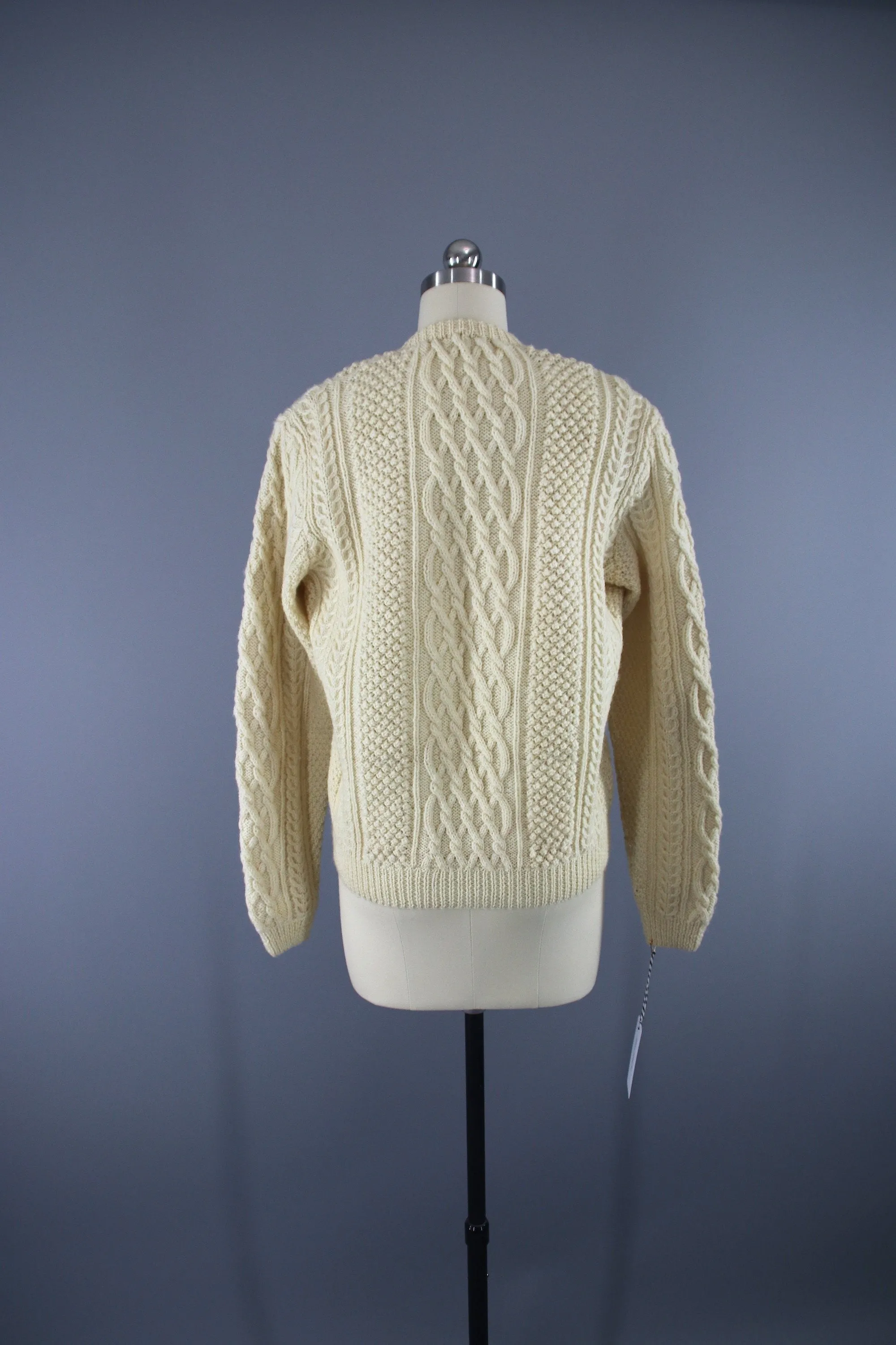 1960s Vintage Irish Wool Cardigan Sweater / Ivory