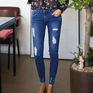 2016 spring plus size jeans for woman hole elastic skinny pants pencil pants summer ankle length trousers  woman jeans