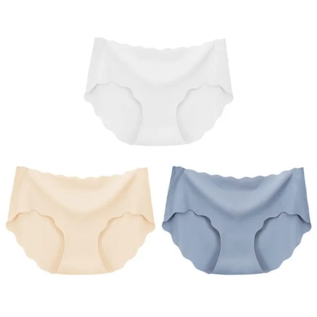 3Pcs Seamless Underwear Silk Panties