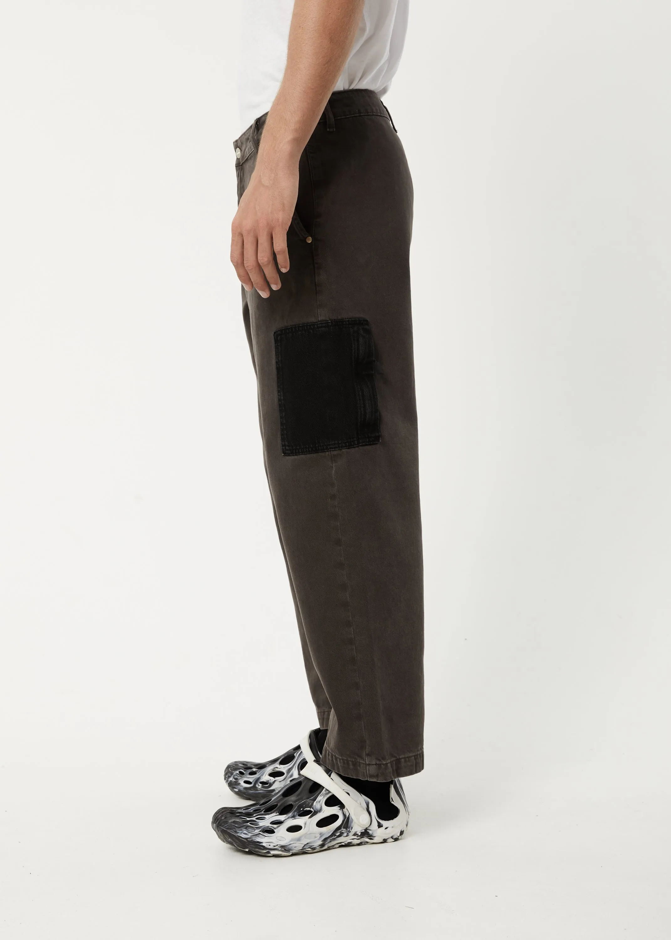 AFENDS Mens Cartel - Denim Wide Leg Jeans - Faded Coffee