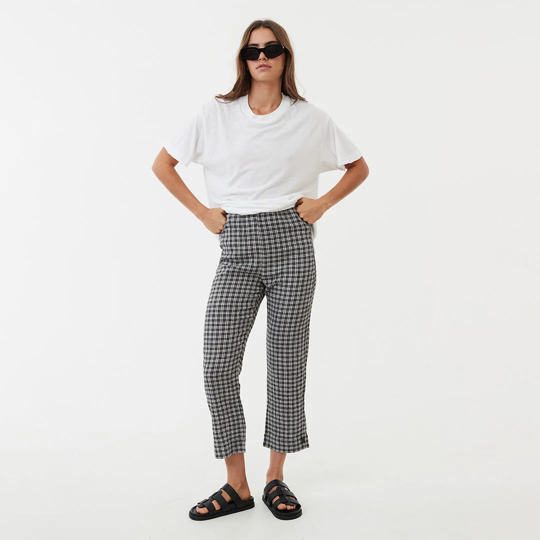 AFENDS Womens Asta - Seersucker Check High Waisted Pants - Steel