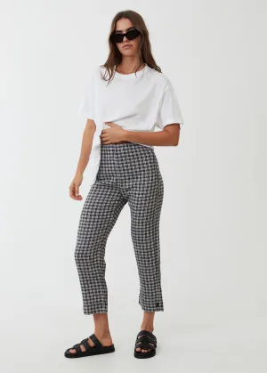 AFENDS Womens Asta - Seersucker Check High Waisted Pants - Steel