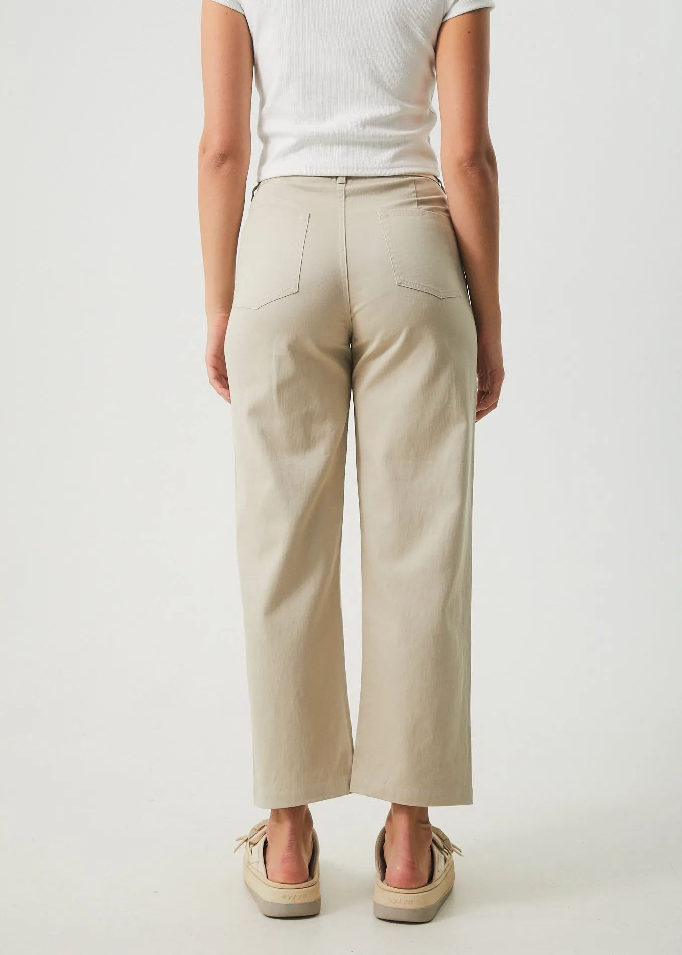 AFENDS Womens Shelby - Twill Wide Leg Pants - Cement