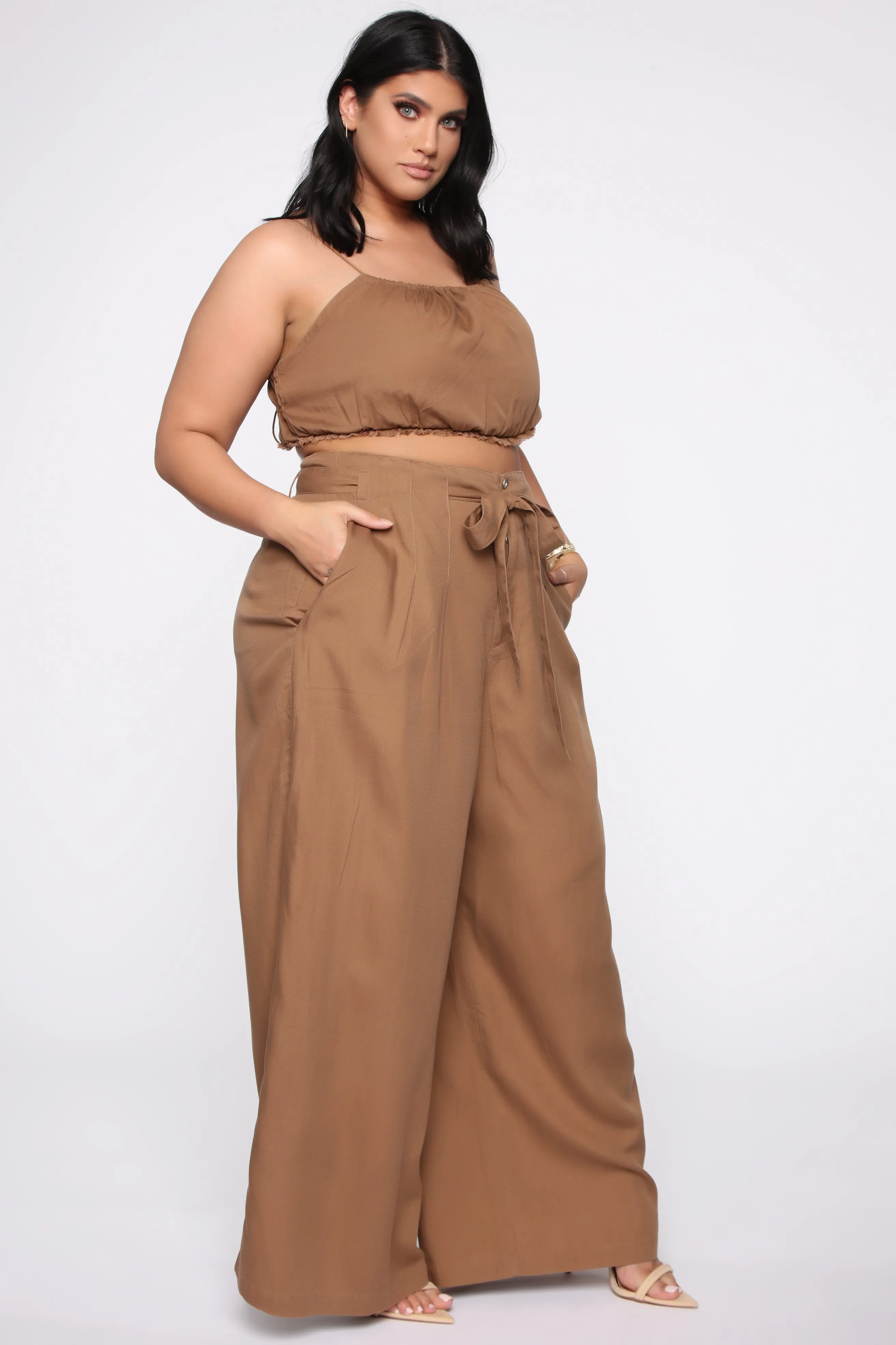 Amelie Palazzo Pant Set - Camel