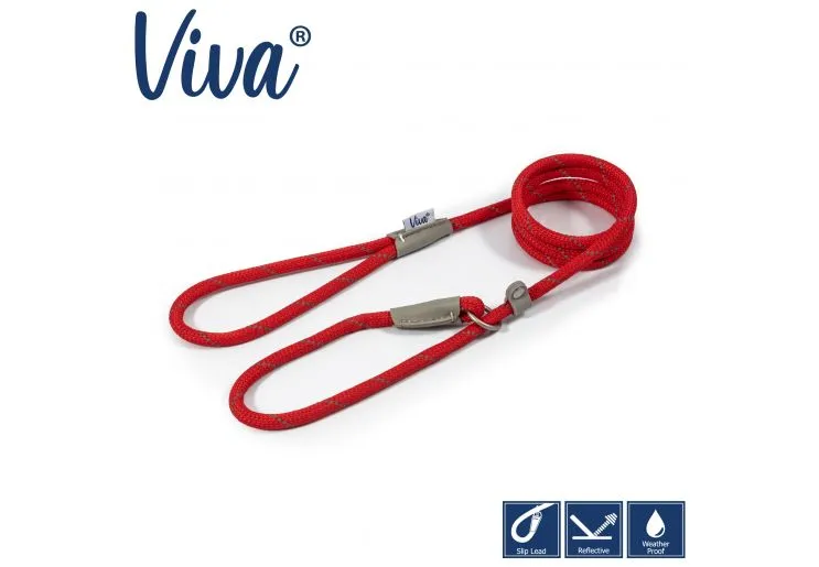 Ancol - Viva Nylon Reflective Rope Slip Lead - Black - 150cm x 8mm (Max 20kg)