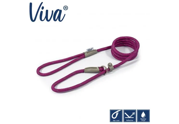 Ancol - Viva Nylon Reflective Rope Slip Lead - Black - 150cm x 8mm (Max 20kg)