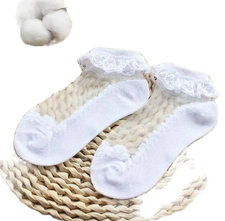 Baby Girls Silk Cute Lace Flower Mesh Non- Slip Socks