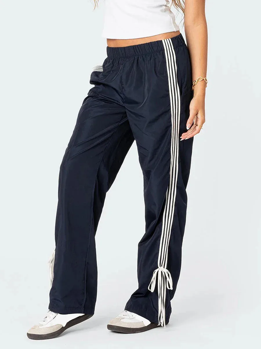 Baggy Casual Streetwear Elastic Wide Sporting Gothic Hiphop Striped Pants