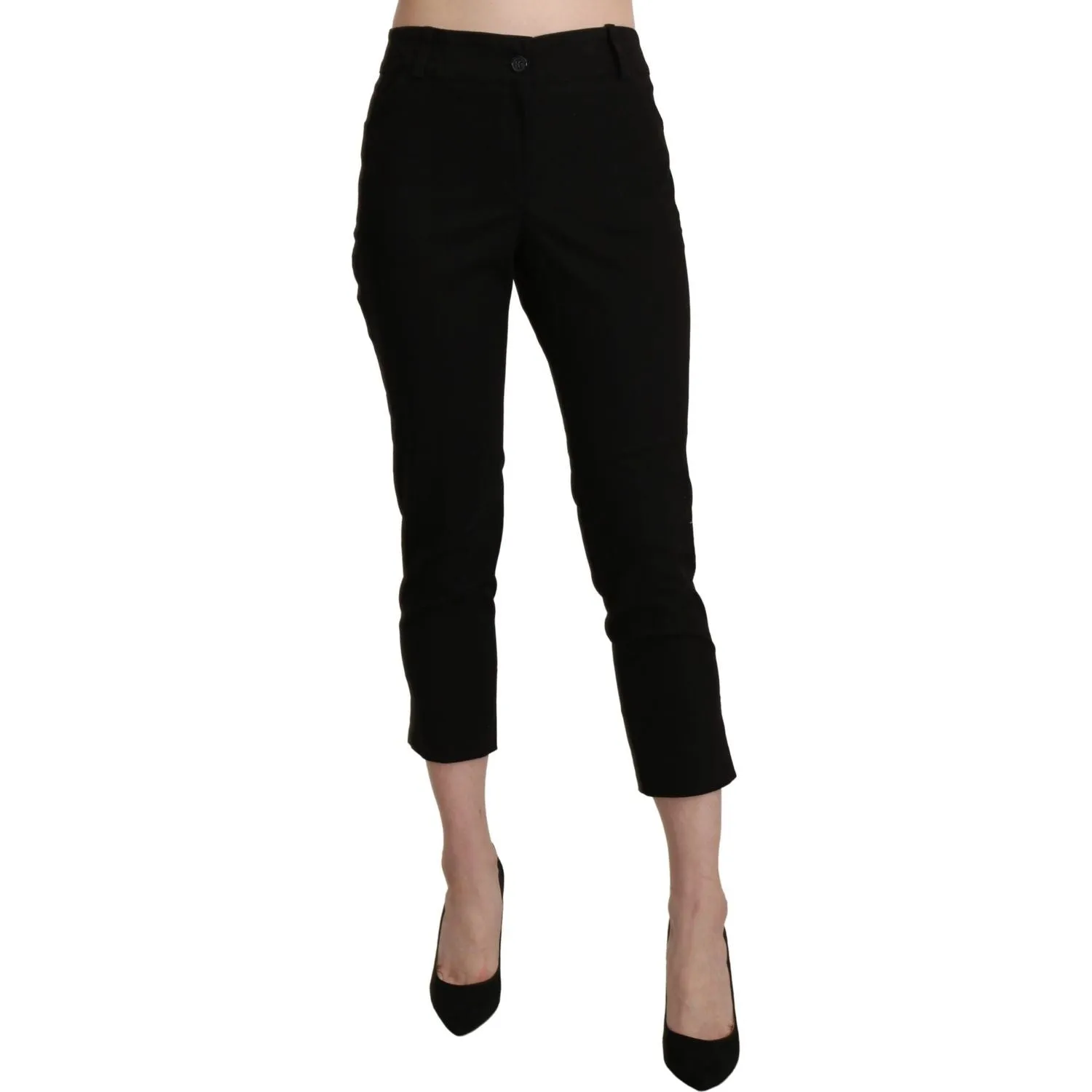 BENCIVENGA Elegant Black High Waist Cropped Pants