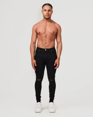 Black Destroyed Knee Jeans