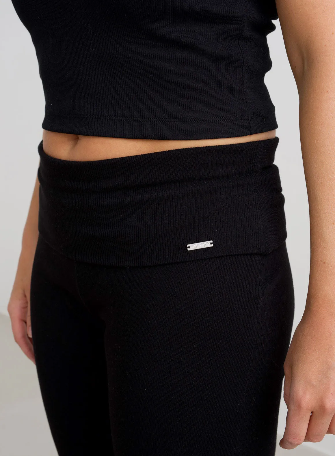 Black Ease Ribbed Petite Pants