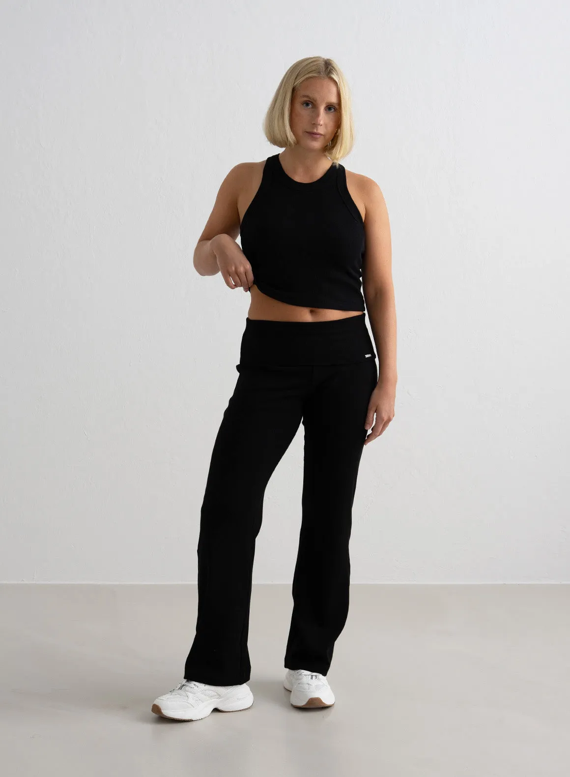 Black Ease Ribbed Petite Pants