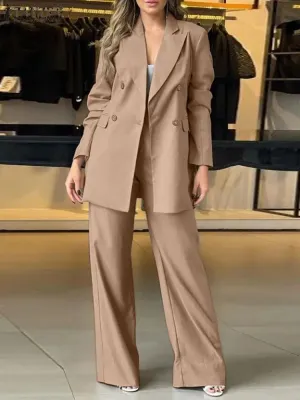 Blazer Wide Leg Pant Elegant Loose Matching Oversize Suit