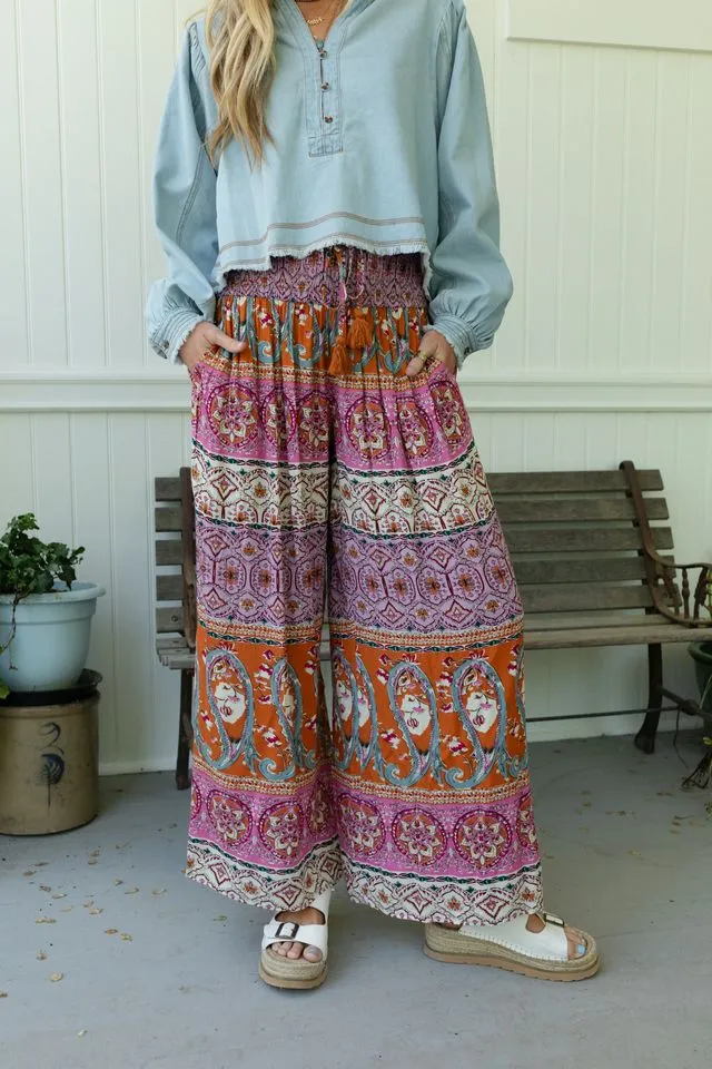 Blissful Bohemian Pants - Pink Multi