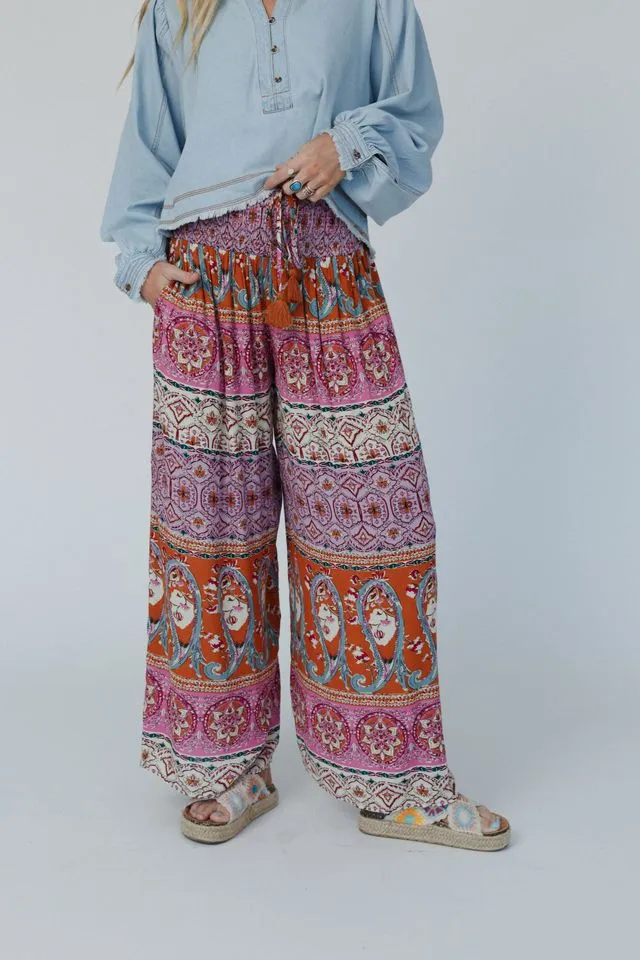 Blissful Bohemian Pants - Pink Multi