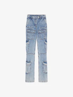 Boot cut cargo pants in denim