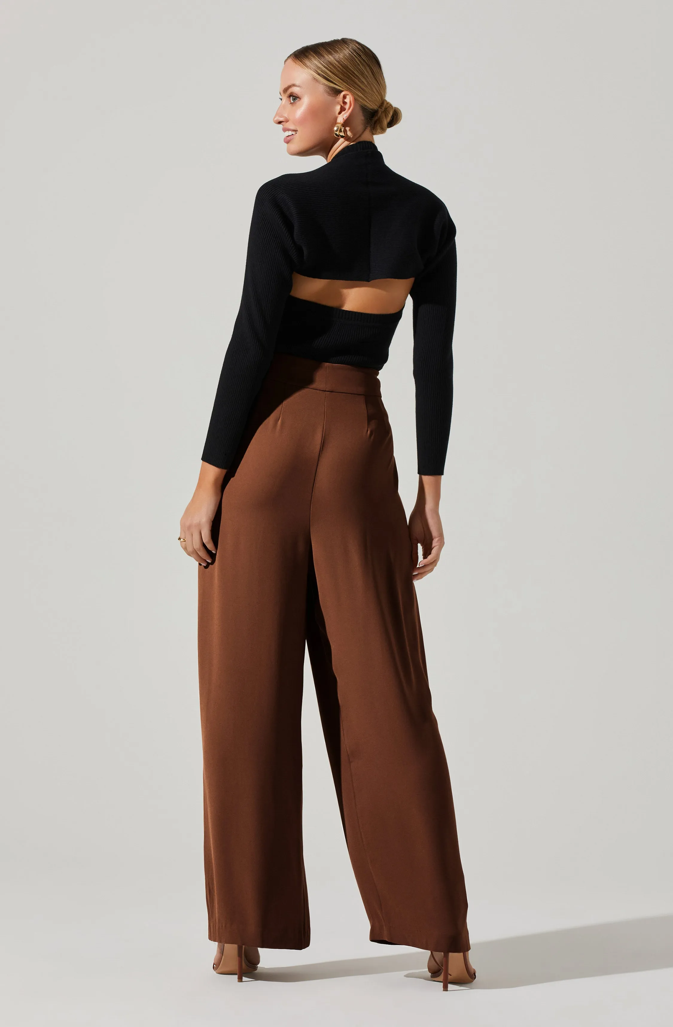 Boyfriend Criss Cross Pleated Wide Leg Pants