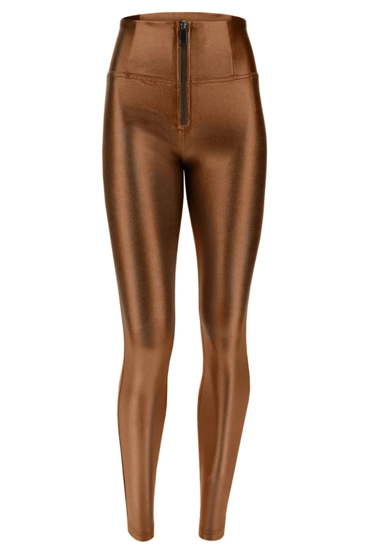 Bronze Metallic Faux Leather High Waist Full Length