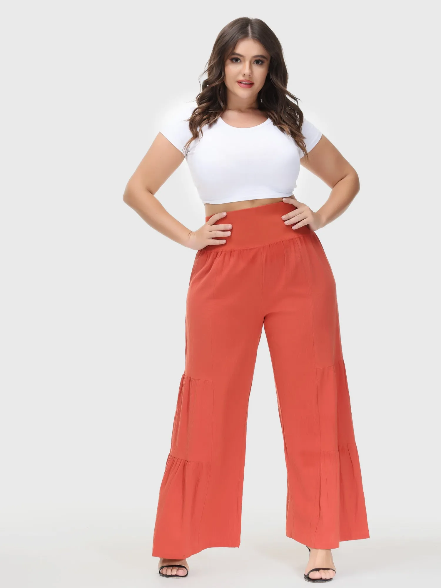 Casual Loose High Waist Wide Leg Linen Pants