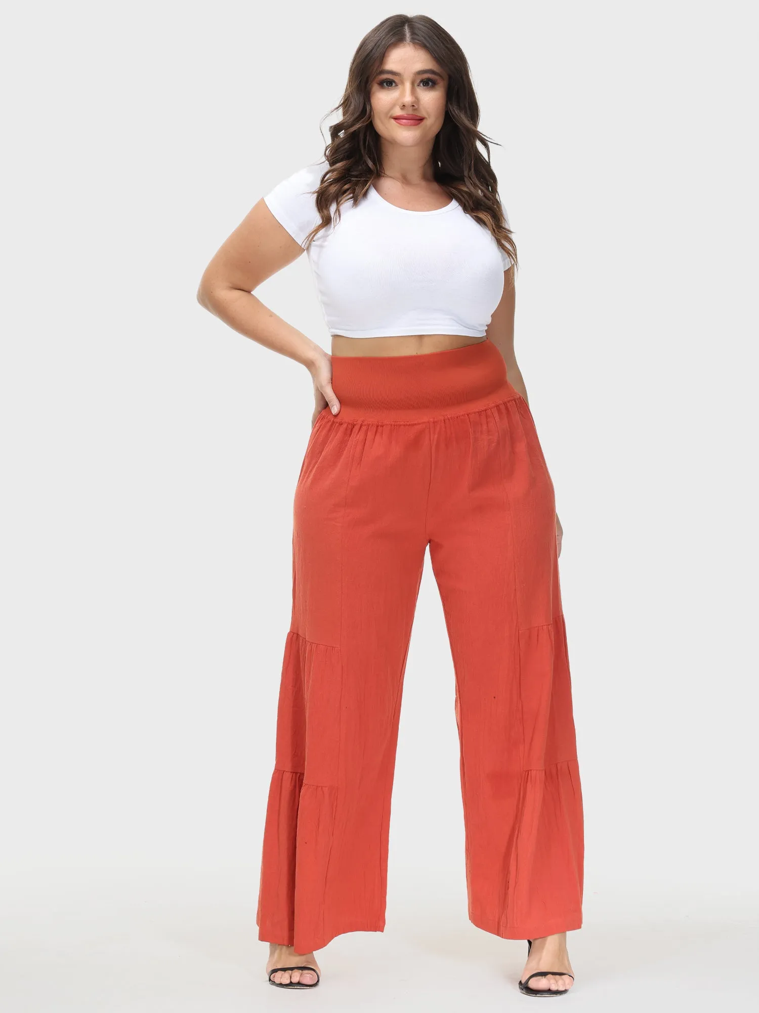 Casual Loose High Waist Wide Leg Linen Pants