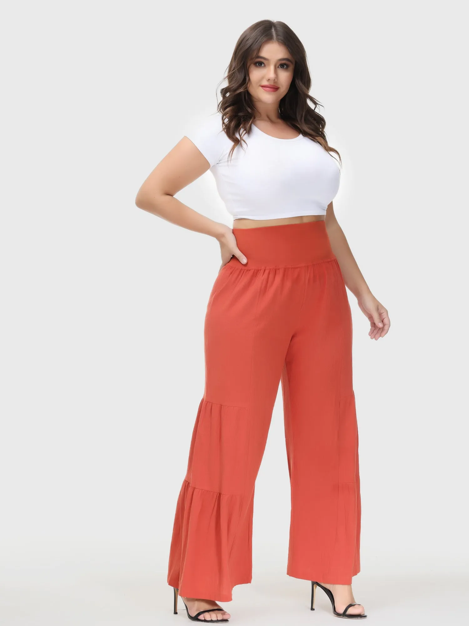 Casual Loose High Waist Wide Leg Linen Pants