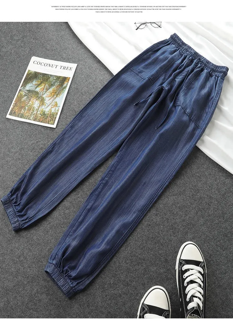 Casual Pants Women Thin Loose Summer High Waist Plus Size Jogger Harem Pants