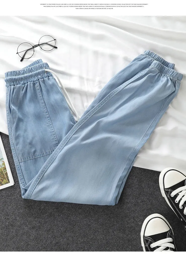 Casual Pants Women Thin Loose Summer High Waist Plus Size Jogger Harem Pants