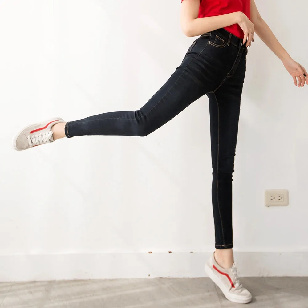 Casual Slimming Fit High Waist Long Straight Denim Jeans Pants