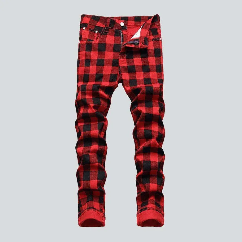 Checkered red men's jeans