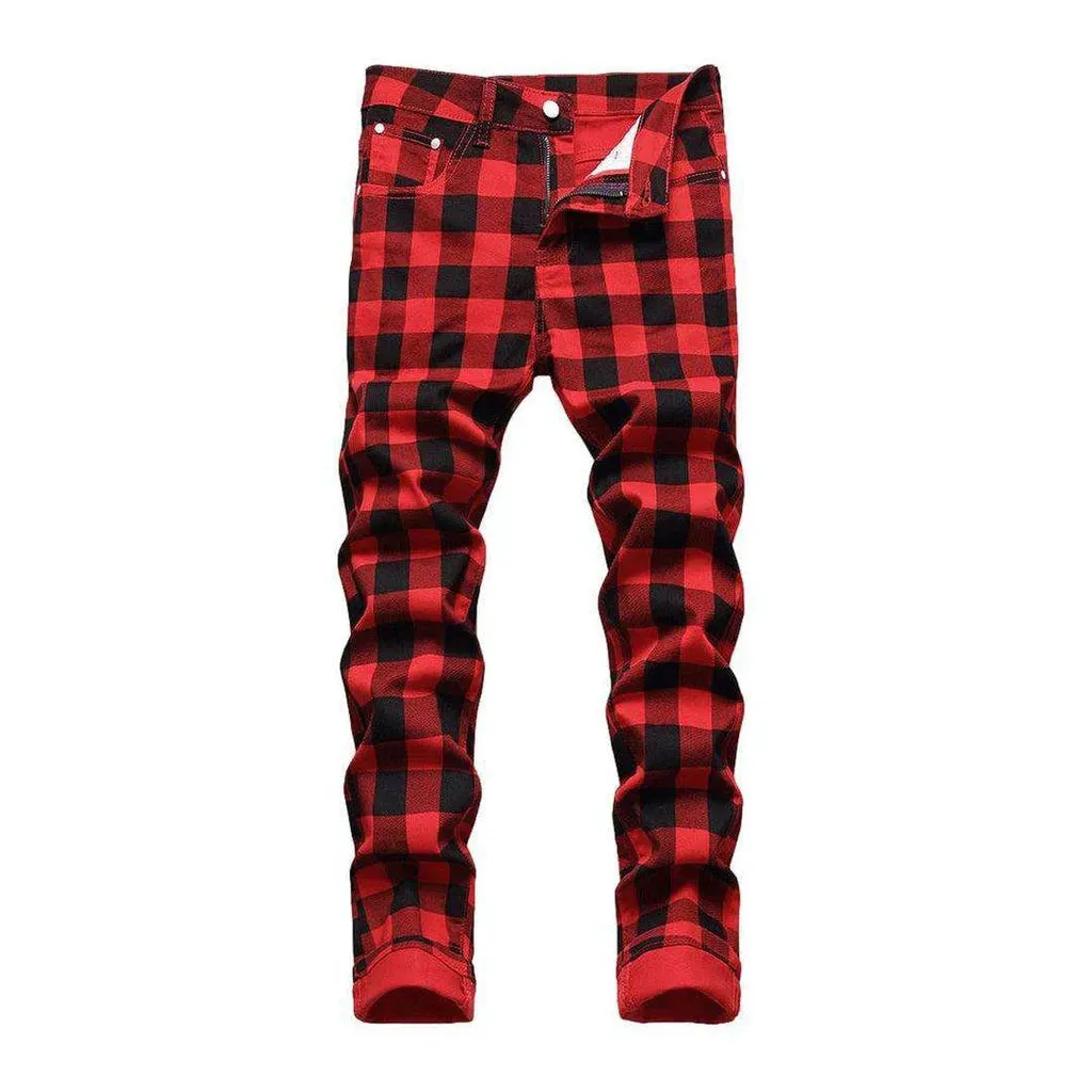 Checkered red men's jeans