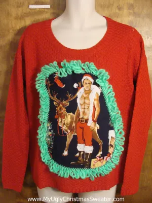 Christmas Sweater with Hot Guy and Reindeer