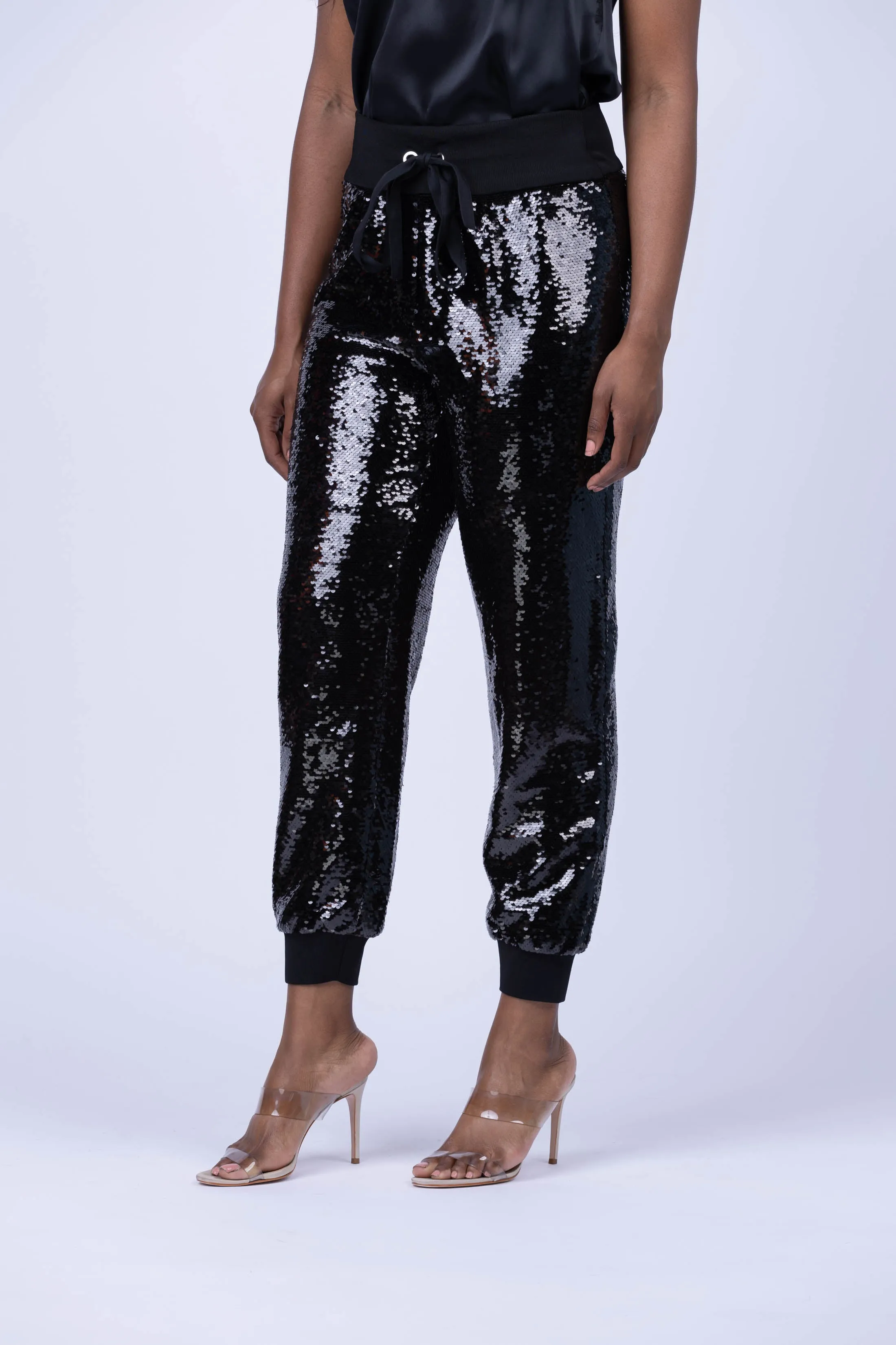 Cinq a Sept Sequin Gile Pant in Black