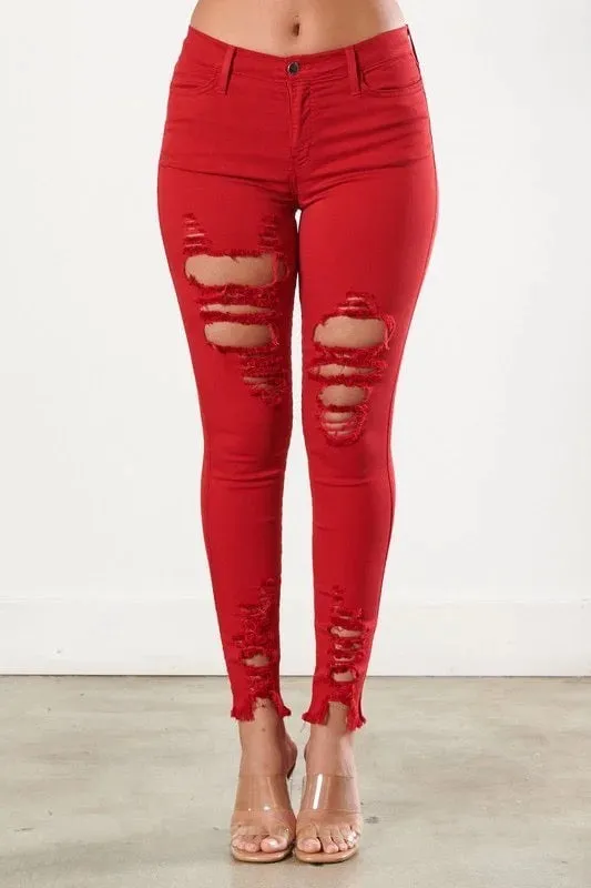 Classic Distressed Legs Jeans