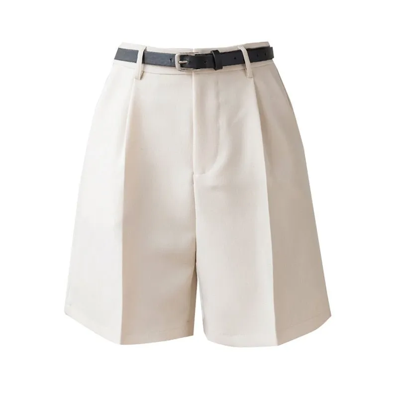 Classic High Waist Belted Shorts