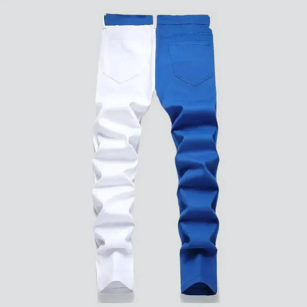 Color men's white-blue jeans