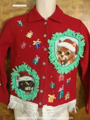 Colorful Presents Christmas Cat Ugly Sweater