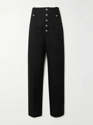 Cotton-twill straight-leg pants