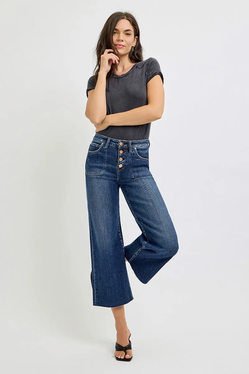 Cropped button Hi Rise - Dark Blue