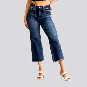 Cutoff-bottoms women's sanded jeans