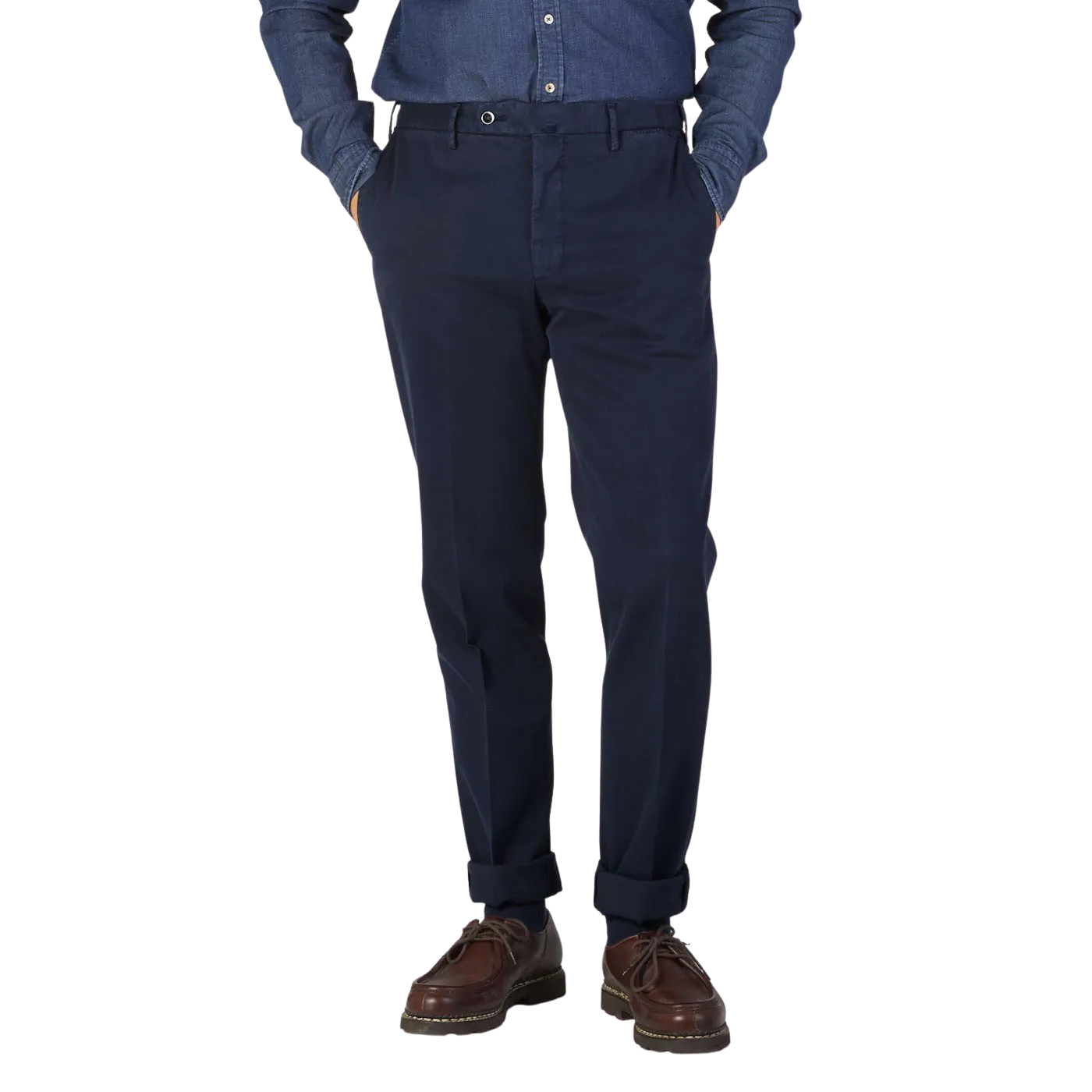 Dark Blue Cotton Stretch Comfort Chinos