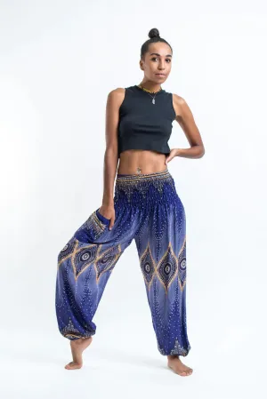 Diamond Blue Peacock Unisex Harem Pants, Thailand