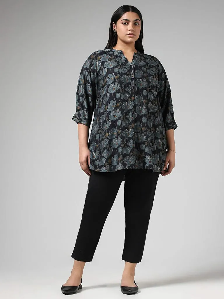 Diza Indigo Floral Printed Tunic