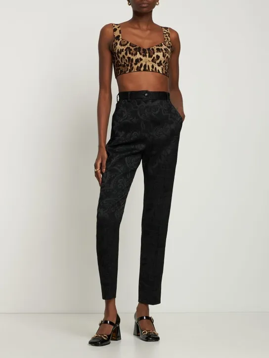 Dolce&amp;Gabbana   High rise jacquard straight pants 