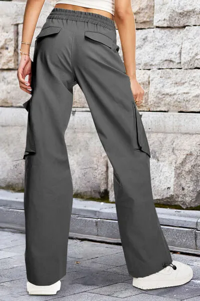 Drawstring High Waist Cargo Pants