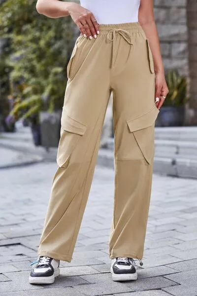 Drawstring High Waist Cargo Pants