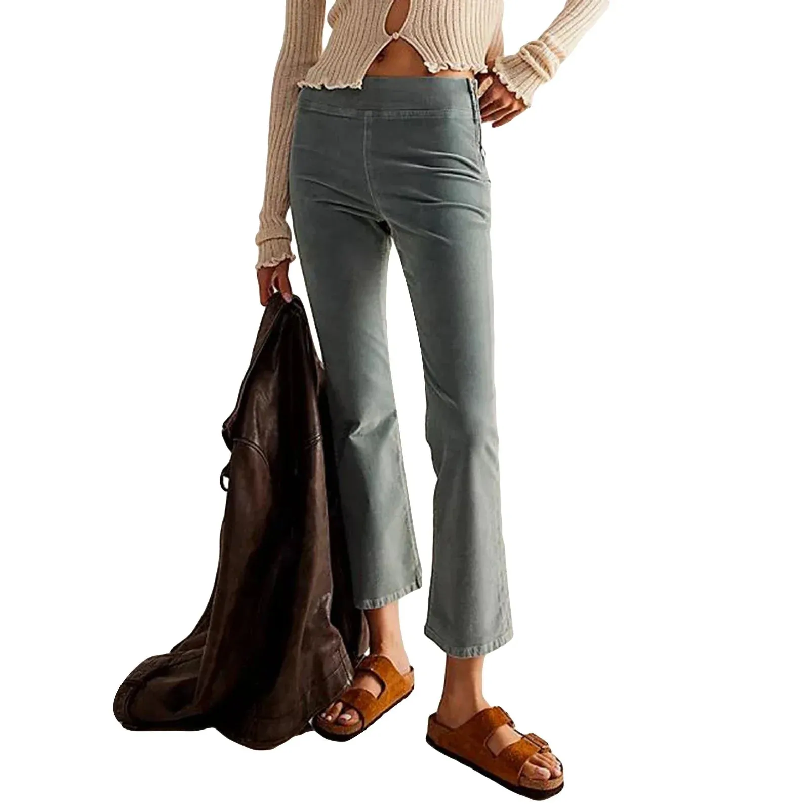 Elastic Slim Cropped Daily Trousers Casual Pants