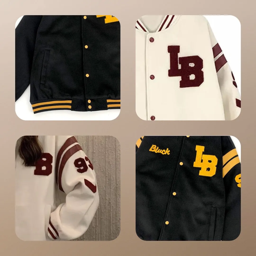 Embroidered 3D Fleece Letter Streetwear Baseball Bomber Jacket