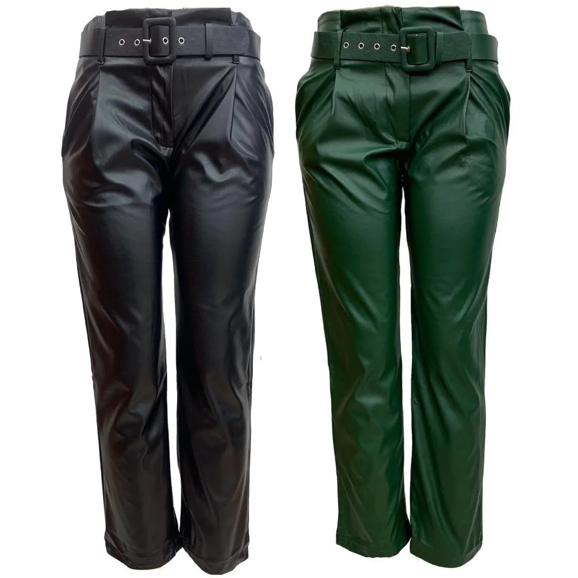 faux leather pants-high waist 