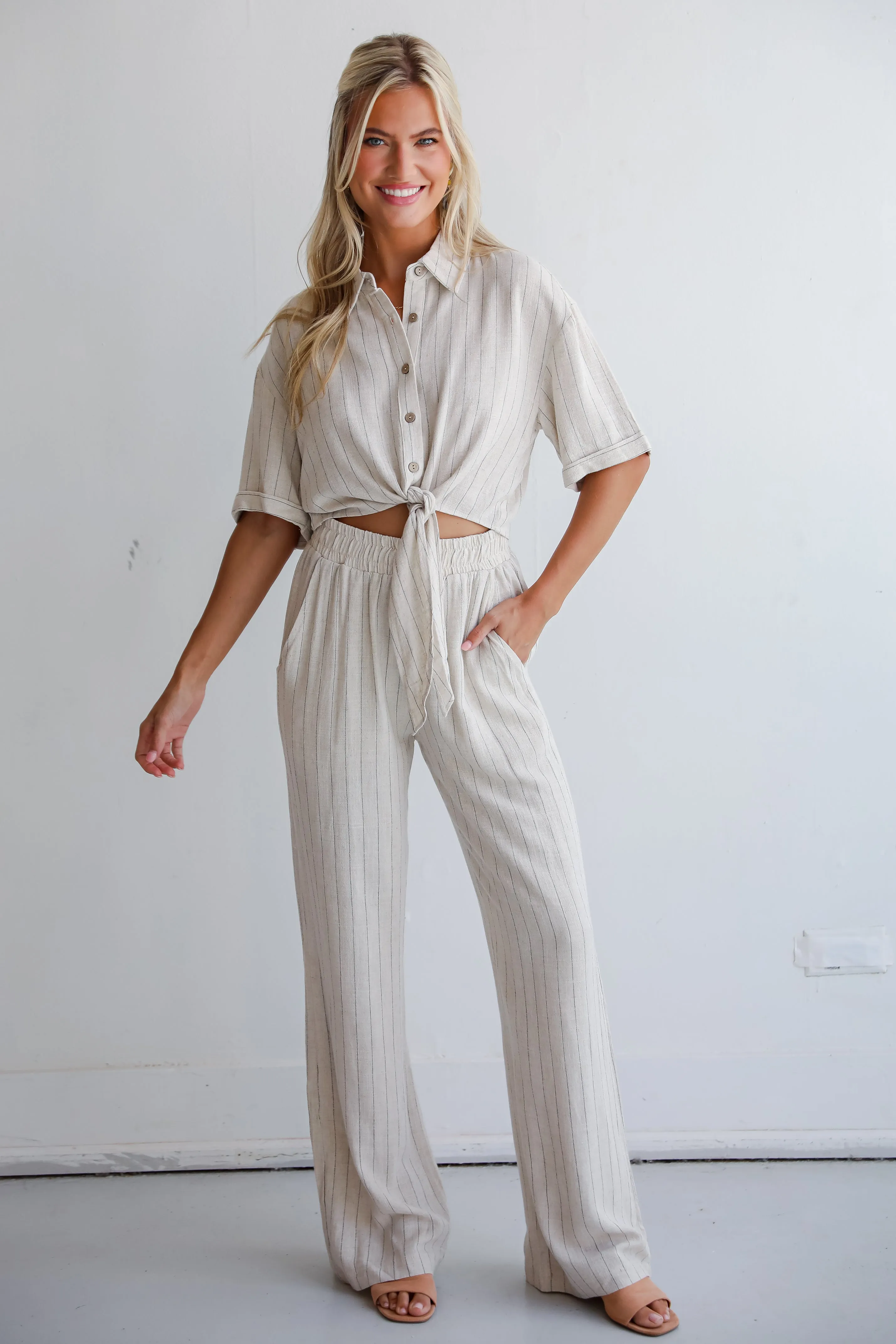 FINAL SALE - Moment Maker Striped Linen Pants